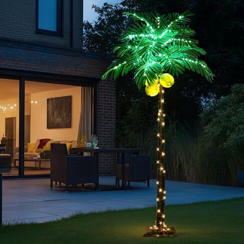 6 ft Lighted Palm Tree LED Lighted Palm Trees for Outside Patio Dimmable with Adapter Artificial Palm Tree Decor for Home, Party, Christmas, Indoor Outdoor in Kuwait