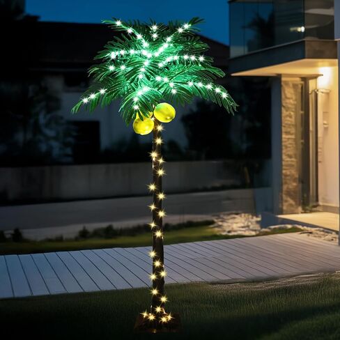 6 ft Lighted Palm Tree LED Lighted Palm Trees for Outside Patio Dimmable with Adapter Artificial Palm Tree Decor for Home, Party, Christmas, Indoor Outdoor in Kuwait