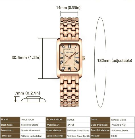 Gold Watches for Women Vintage Bracelet Roman Dial Rectangular Case Gold Watch Waterproof with Tools in Saudi Arabia