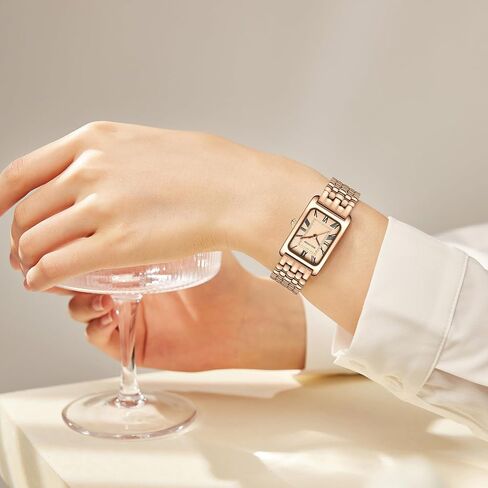 Gold Watches for Women Vintage Bracelet Roman Dial Rectangular Case Gold Watch Waterproof with Tools in Saudi Arabia