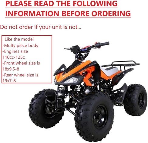 RedCap ATV Complete Plastic Body Fender Front Rear Kit for Taotao ATA125G Cougar 200 SPORT Cheetah Coolster 3125C 3125CX Chinese 125cc ATVs - (Red) in Saudi Arabia