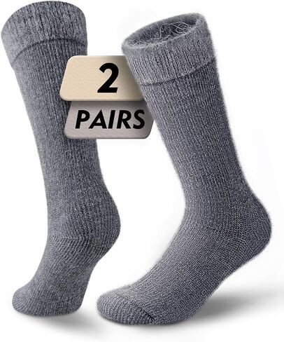 Alpaca Wool Thermal Boot Socks, Heavyweight Warm Winter Socks Thick Cushioned Moisture-Wicking Fleece Outdoor & House in Kuwait