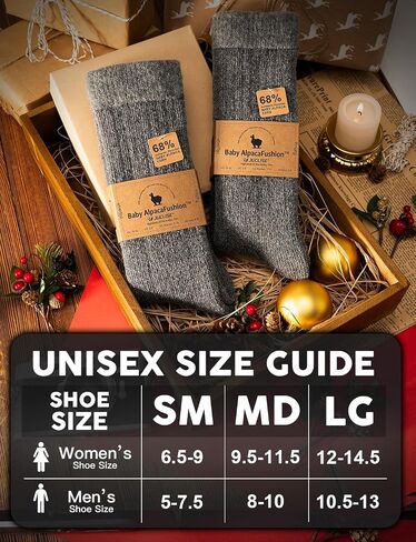 Alpaca Wool Thermal Boot Socks, Heavyweight Warm Winter Socks Thick Cushioned Moisture-Wicking Fleece Outdoor & House in Kuwait