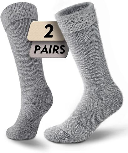 Alpaca Wool Thermal Boot Socks, Heavyweight Warm Winter Socks Thick Cushioned Moisture-Wicking Fleece Outdoor & House in Kuwait