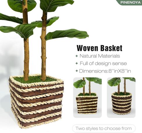 48 Inch Artificial Fiddle Leaf Fig Tree Indoor with Woven Basket - 4ft Tall Fake Tree with Real-Wood Trunk,Faux Plants for Living Rooms, Offices, Kitchens & Outdoor Spaces in Saudi Arabia