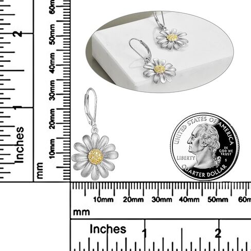 POPLYKE Flower Drop Dangle Earrings Sterling Silver Floral Leverback Earrings Birthday Gift for Her Women in Saudi Arabia