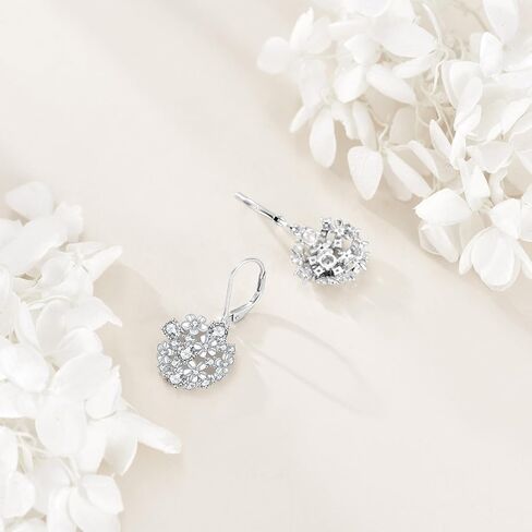POPLYKE Flower Drop Dangle Earrings Sterling Silver Floral Leverback Earrings Birthday Gift for Her Women in Saudi Arabia