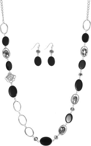 Trendy Long Chunky Beaded Necklace and Earrings Set for Women Shell Crystal Beads Chain Necklace Fashion Western Boho Jewelry Gift in Saudi Arabia