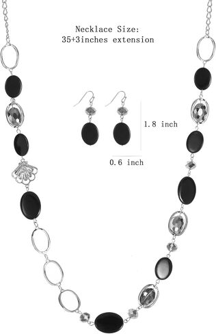 Trendy Long Chunky Beaded Necklace and Earrings Set for Women Shell Crystal Beads Chain Necklace Fashion Western Boho Jewelry Gift in Saudi Arabia