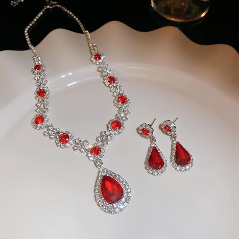 Bridal Wedding Jewelry Sets,Emerald Green Jewelry Set for Women - Elegant Earrings and Necklace Set, Perfect for Weddings, Proms and Formal Occasions, Stylish Costume Jewelry Sets for Women in Saudi Arabia