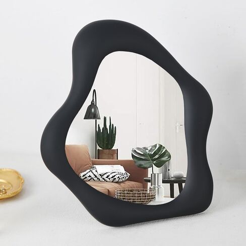 Small Wall Mirror Table Mount Cosmetic Mirror 10 “L x 8.8 "W (Black) in Saudi Arabia