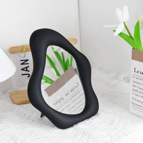Small Wall Mirror Table Mount Cosmetic Mirror 10 “L x 8.8 "W (Black) in Saudi Arabia