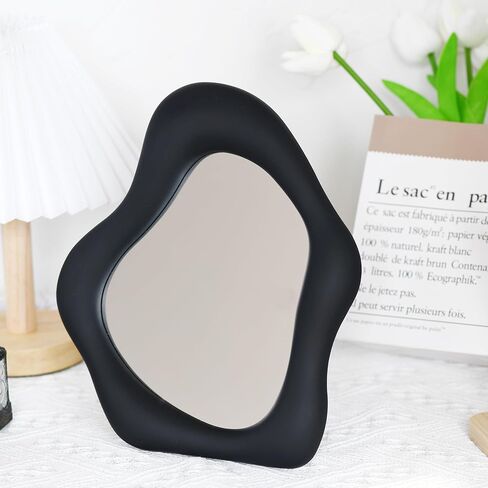 Small Wall Mirror Table Mount Cosmetic Mirror 10 “L x 8.8 "W (Black) in Saudi Arabia