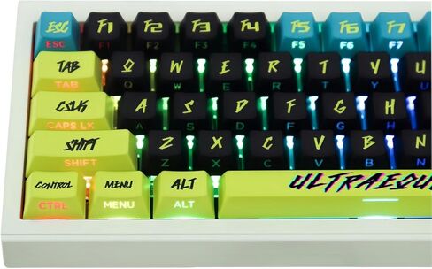 Keycaps Set - Side Printed Shine Through Keycaps 139 Keys Japenese Transparent Cherry Profile Dye Sub Purple and Green Keycaps for Mechanical Keyboard Key Cap in Saudi Arabia