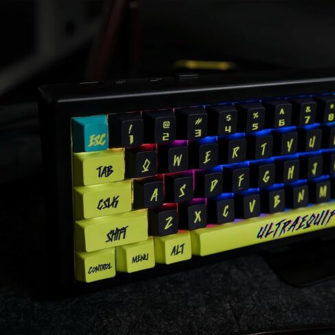 Keycaps Set - Side Printed Shine Through Keycaps 139 Keys Japenese Transparent Cherry Profile Dye Sub Purple and Green Keycaps for Mechanical Keyboard Key Cap in Saudi Arabia