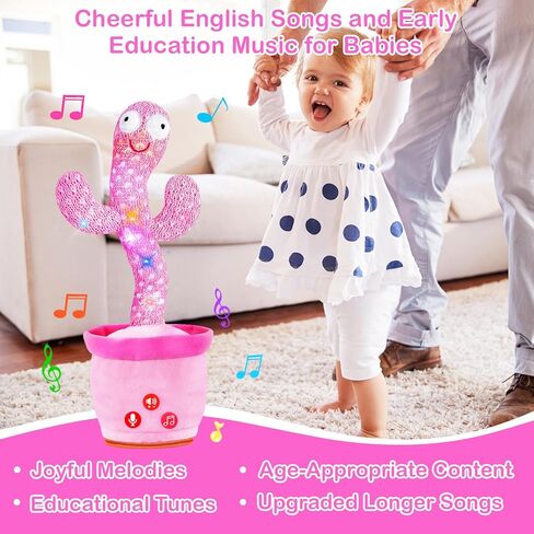 Rechargeable Dancing Talking Cactus Toy for Baby, Cactus Baby Toy with Adjustable Volume, Colorful Glowing Interactive Cactus Toy That Talks Back, Baby Toys 6-18 Months in Kuwait