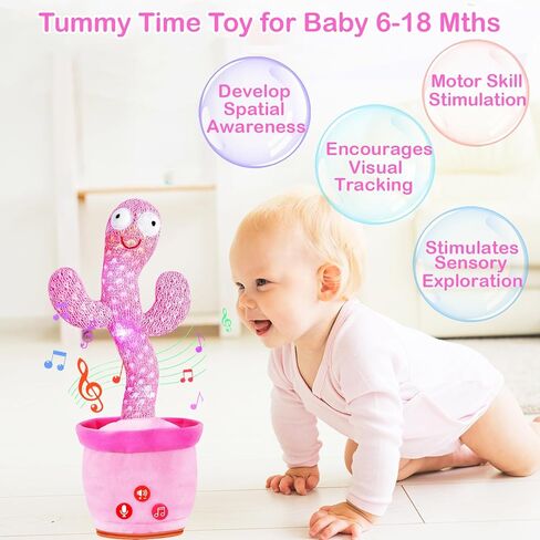 Rechargeable Dancing Talking Cactus Toy for Baby, Cactus Baby Toy with Adjustable Volume, Colorful Glowing Interactive Cactus Toy That Talks Back, Baby Toys 6-18 Months in Kuwait