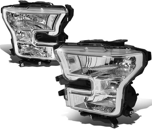 Auto Dynasty Headlights Assembly Compatible with 2015 2016 2017 Ford F-150 13th Gen, Driver and Passenger Side Halogen Headlamps Replacement, Black Housing Clear Corner in Saudi Arabia