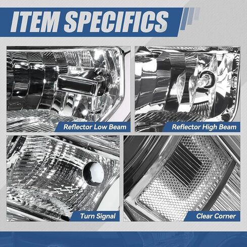 Auto Dynasty Headlights Assembly Compatible with 2015 2016 2017 Ford F-150 13th Gen, Driver and Passenger Side Halogen Headlamps Replacement, Black Housing Clear Corner in Saudi Arabia