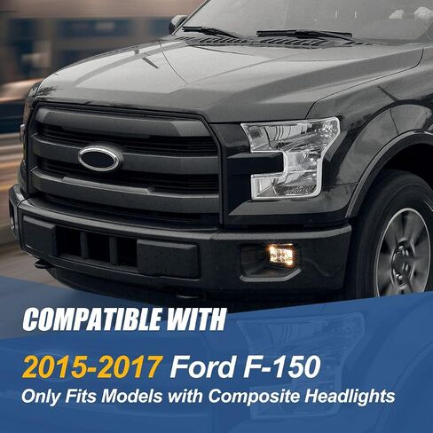 Auto Dynasty Headlights Assembly Compatible with 2015 2016 2017 Ford F-150 13th Gen, Driver and Passenger Side Halogen Headlamps Replacement, Black Housing Clear Corner in Saudi Arabia