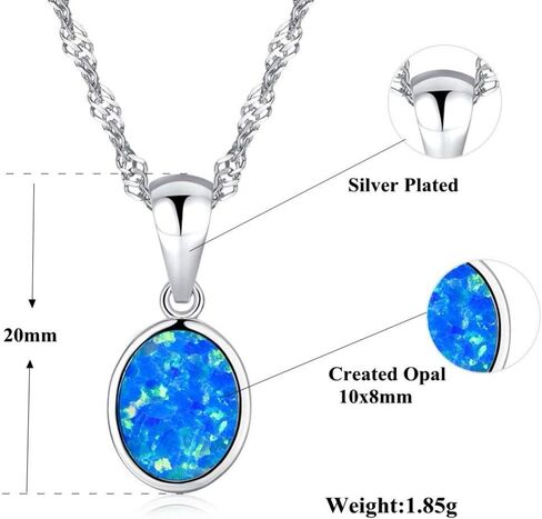 CiNily 14K الذهب الأبيض مطلي عقيق قلادة قلادة-زهرة/البيضاوي Shap قلادة الأحجار الكريمة النساء مجوهرات للبنات هدية in Saudi Arabia