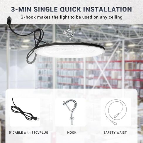 4 Pack 500W UFO Led High Bay Light,120VAC,5000K Daylight Commercial Bay Lighting,IP66 Waterproof,71050LM,2150W MH/HPS with Plug Area Lighting for Warehouse/Shop/Workshop/Garage/Barn/Gym/Factory in Kuwait