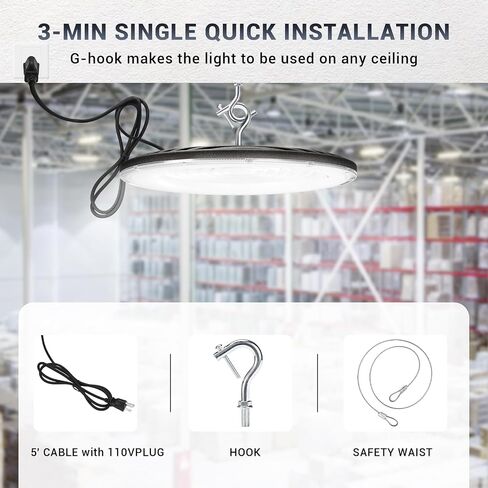 4 Pack 500W UFO Led High Bay Light,120VAC,5000K Daylight Commercial Bay Lighting,IP66 Waterproof,71050LM,2150W MH/HPS with Plug Area Lighting for Warehouse/Shop/Workshop/Garage/Barn/Gym/Factory in Kuwait