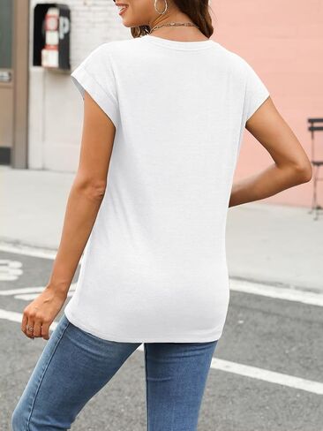 Womens Tops Summer Basic T Shirts Business Casual Loose Fit Cap Sleeve Blouse Trendy Fashion Outfits 2025 in Saudi Arabia