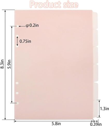 6 PCS A5 White Binder Dividers A5 6 Ring Binder Dividers Planner Dividers for 6-Ring Binders Calendars Notebook Pages in Kuwait