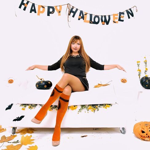 4 Pairs Halloween Crayon Socks Colorful Striped Thigh High Stockings Knee High Socks Set Long Crayon Stocking Set for Halloween Women Girls Adult Costume in Saudi Arabia