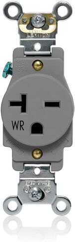 Leviton W5461-E Single Receptacle Outlet, Weather-Resistant, 20 Amp, 250 Volt, Heavy-Duty Industrial Specification Grade, Back or Side Wire, Self-Grounding, Black in Saudi Arabia