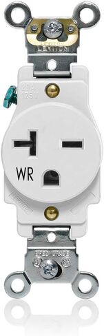 Leviton W5461-E Single Receptacle Outlet, Weather-Resistant, 20 Amp, 250 Volt, Heavy-Duty Industrial Specification Grade, Back or Side Wire, Self-Grounding, Black in Saudi Arabia