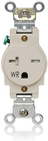 Leviton W5461-E Single Receptacle Outlet, Weather-Resistant, 20 Amp, 250 Volt, Heavy-Duty Industrial Specification Grade, Back or Side Wire, Self-Grounding, Black in Saudi Arabia