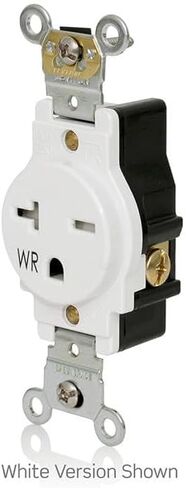 Leviton W5461-E Single Receptacle Outlet, Weather-Resistant, 20 Amp, 250 Volt, Heavy-Duty Industrial Specification Grade, Back or Side Wire, Self-Grounding, Black in Saudi Arabia