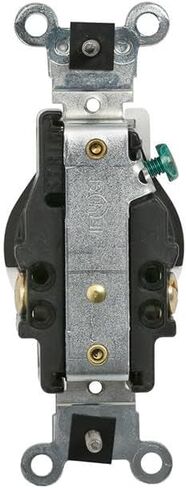 Leviton W5461-E Single Receptacle Outlet, Weather-Resistant, 20 Amp, 250 Volt, Heavy-Duty Industrial Specification Grade, Back or Side Wire, Self-Grounding, Black in Saudi Arabia