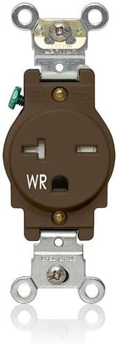 Leviton W5461-E Single Receptacle Outlet, Weather-Resistant, 20 Amp, 250 Volt, Heavy-Duty Industrial Specification Grade, Back or Side Wire, Self-Grounding, Black in Saudi Arabia