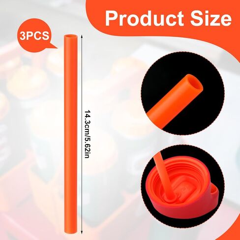 6pcs Replacement Straws for Gatorade Kids Rookie Metal Water Bottle 12oz, Reusable Plastic Straws for Gatorade 12oz Kids Rookie Metal Water Bottle Accessories Sports Bottle Accessories Straws (Orange) in Saudi Arabia