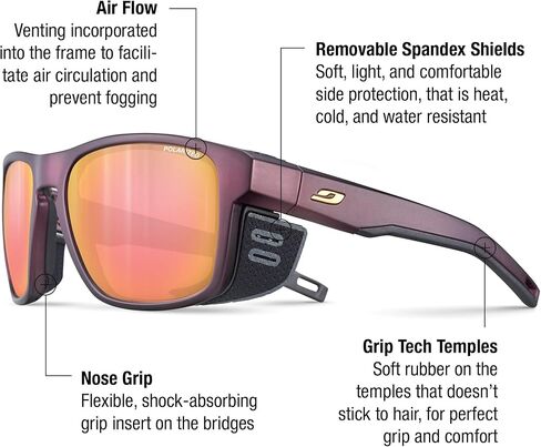 نظارات Julbo Shield M Mountain الشمسية للرجال والنساء مع دروع سباندكس قابلة للإزالة للمشي لمسافات طويلة والتزلج والثلج - حماية 100% من الأشعة فوق البنفسجية in Kuwait