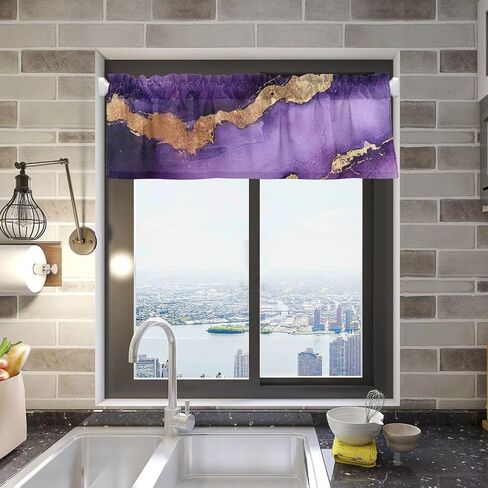 Black Wild Marble Lightning Kitchen Valances Curtain, Black White Marble Texture Small Window Curtain Valance for Bedroom Bathtoom Sink Rod Pocket One Panel 54 x 18 Inch in Saudi Arabia