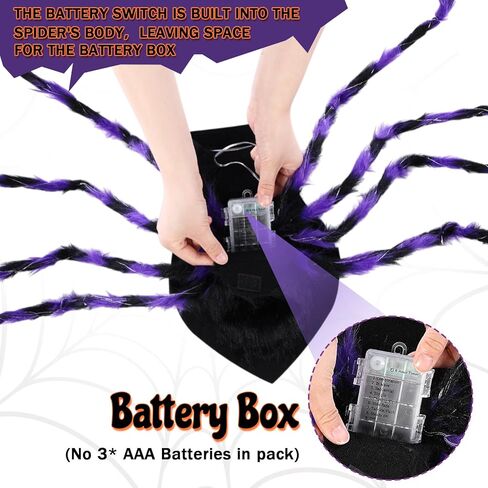 JaGely Halloween Costume for Dog, Dog Spider Costume with 64 LED Purple Lights, Light up Furry Costumes for Medium Large Dogs Funny Cosplay Costume Halloween Party in Kuwait