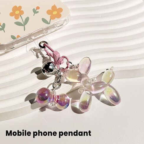 Balloon Dog Keychain, Cute Keychains for Car Keys, Handbag Charms for Purses, Bag Charm with Flower Design（Multicolor） in Saudi Arabia