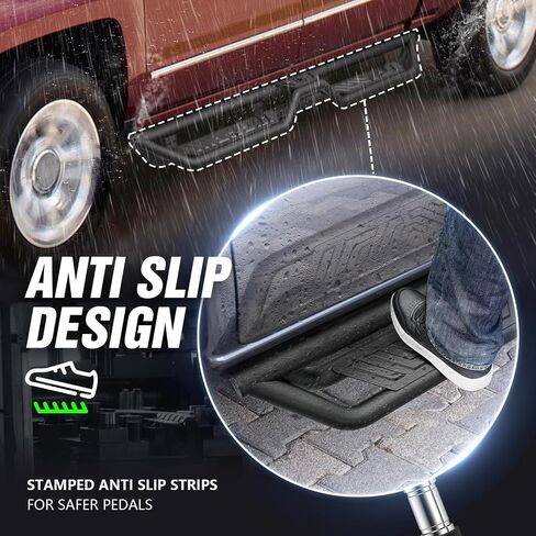 Running Boards Side Steps Compatible for 2007-2018 Chevy Silverado & GMC Sierra 1500, 2007-2019 Chevrolet Silverado & GMC Sierra 2500 3500 HD Crew Cab, Side Step Nerf Bar Two Stairs Design in Saudi Arabia