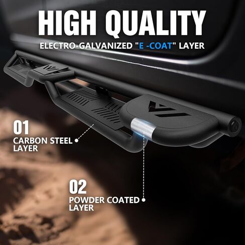 لوحات الجري بخطوات جانبية متوافقة مع 2007-2018 Chevy Silverado & GMC Sierra 1500، 2007-2019 شيفروليه سيلفرادو وجي إم سي سييرا 2500 3500 HD Crew Cab، تصميم جانبي Nerf Bar ذو درجين in Saudi Arabia