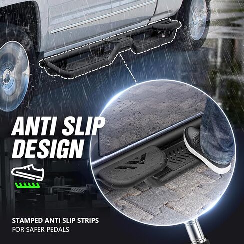 لوحات الجري بخطوات جانبية متوافقة مع 2007-2018 Chevy Silverado & GMC Sierra 1500، 2007-2019 شيفروليه سيلفرادو وجي إم سي سييرا 2500 3500 HD Crew Cab، تصميم جانبي Nerf Bar ذو درجين in Saudi Arabia