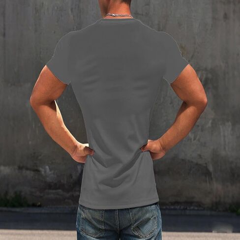 Men's Muscle T-Shirt Summer Slim Fitted Crewneck Short Sleeve Tees Shirts for Gym Workout in Saudi Arabia