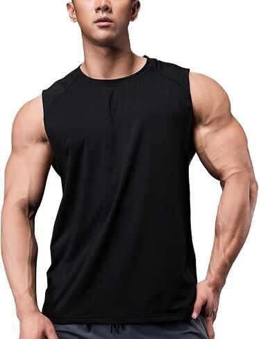 Men's Athletic Workout Tank Tops Running Sleeveless Shirts Quick Dry in Saudi Arabia