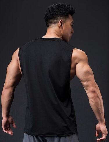 Men's Athletic Workout Tank Tops Running Sleeveless Shirts Quick Dry in Saudi Arabia