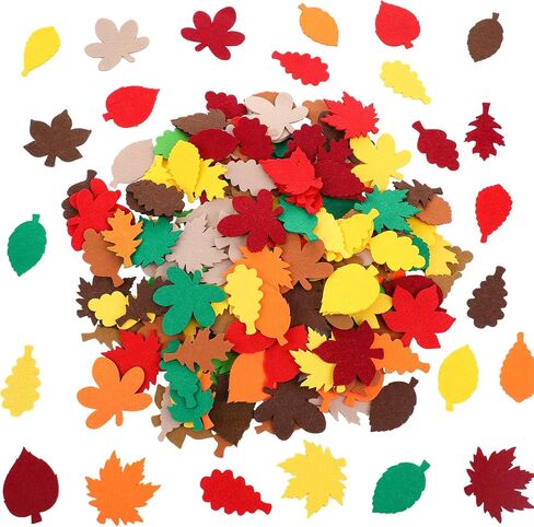 Fanfanwin 200 Pcs Fall Felt Maple Leaves Laser Cutout Embellishment Multicolor Autumn Leaf Decors Farmhouse Harvest Fall Leaves Decorations for Thanksgiving Home Classroom Wall Craft Project in Saudi Arabia