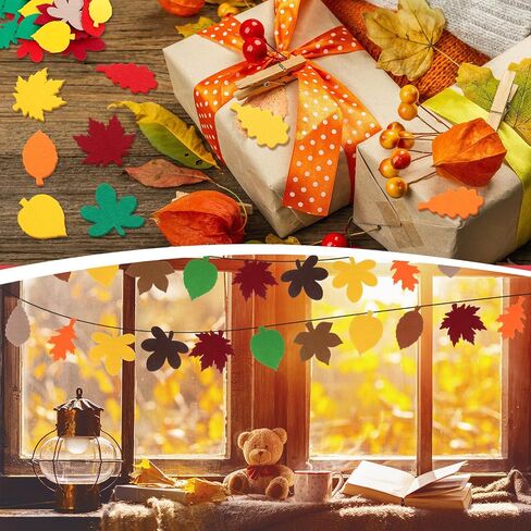 Fanfanwin 200 Pcs Fall Felt Maple Leaves Laser Cutout Embellishment Multicolor Autumn Leaf Decors Farmhouse Harvest Fall Leaves Decorations for Thanksgiving Home Classroom Wall Craft Project in Saudi Arabia