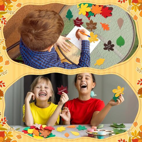 Fanfanwin 200 Pcs Fall Felt Maple Leaves Laser Cutout Embellishment Multicolor Autumn Leaf Decors Farmhouse Harvest Fall Leaves Decorations for Thanksgiving Home Classroom Wall Craft Project in Saudi Arabia
